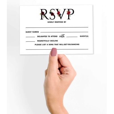 50 Cartões RSVP em Branco com Envelopes Brancos Floral 10x15 cm - para Casamento/Chá de Panela/Chá de Bebê/Jantar de Ensaio - Inkdotpot 10,16 Cm × 15,24 Cm / Branco
