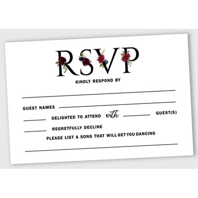 50 Cartões RSVP em Branco com Envelopes Brancos Floral 10x15 cm - para Casamento/Chá de Panela/Chá de Bebê/Jantar de Ensaio - Inkdotpot 10,16 Cm × 15,24 Cm / Branco