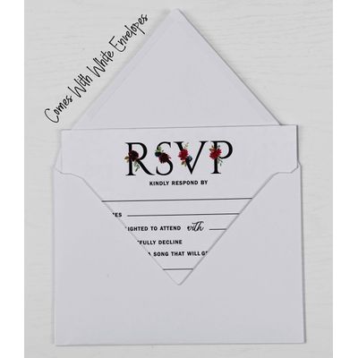 50 Cartões RSVP em Branco com Envelopes Brancos Floral 10x15 cm - para Casamento/Chá de Panela/Chá de Bebê/Jantar de Ensaio - Inkdotpot 10,16 Cm × 15,24 Cm / Branco