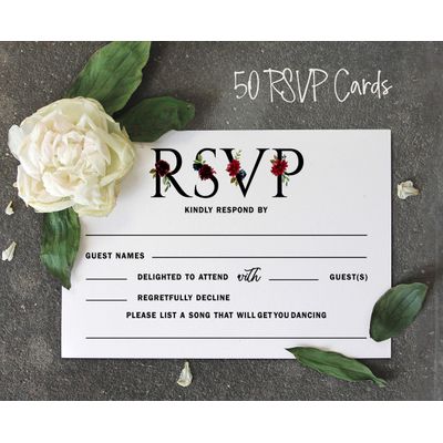 50 Cartões RSVP em Branco com Envelopes Brancos Floral 10x15 cm - para Casamento/Chá de Panela/Chá de Bebê/Jantar de Ensaio - Inkdotpot 10,16 Cm × 15,24 Cm / Branco