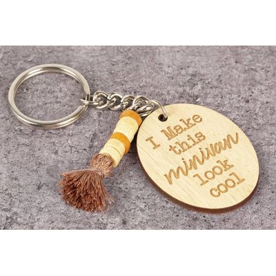 Chaveiro Engraçado Gravado em Madeira 'I Make This Minivan Look Cool' para Mãe - Inkdotpot 10,92 Cm / Marrom