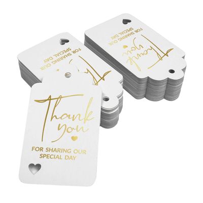 Tags de Papel com Foil Obrigado por Compartilhar Nosso Dia para Chá de Panela/Chá de Bebê/Aposentadoria/Casamento/Aniversário - Inkdotpot 100 Etiquetas Metalizadas / Branco - Dourado