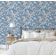Revestimento Autoadesivo Removível Floral de Jardim Manual, Mural Estilo Asiático Azul para Banheiro, Lavanderia e Armário - S4Sassy 63,5 cm (L) × 914,4 cm (C) / Azul - Vinil Liso