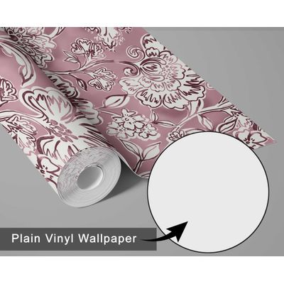 Papel de Parede Vinil Autoadesivo Floral Desenhado à Mão Removível Mural Estilo Asiático para Banheiro Lavanderia Armário Rosa - S4Sassy 63,5 cm (L) × 304,8 cm (C) / Rosa - Vinil Liso