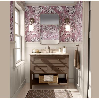 Papel de Parede Vinil Autoadesivo Floral Desenhado à Mão Removível Mural Estilo Asiático para Banheiro Lavanderia Armário Rosa - S4Sassy 63,5 cm (L) × 304,8 cm (C) / Rosa - Vinil Liso
