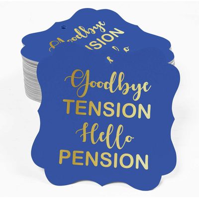 Etiquetas de Papel para Aposentadoria Adeus Tensão, Olá Pensão Artesanato DIY Formato Bracket com Folha Metalizada para Pendurar - Inkdotpot 100 Etiquetas Metalizadas / Azul - Dourado
