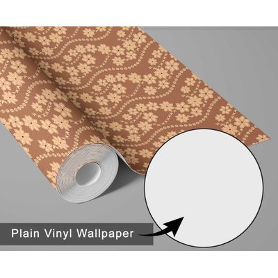 Papel de Parede Autoadesivo Paisley Étnico Folha Marrom, Decoração DIY Fácil para Quarto Estilo Fazenda, Sala e Armários - S4Sassy 63,5 cm (L) × 304,8 cm (C) / Marrom - Vinil Liso