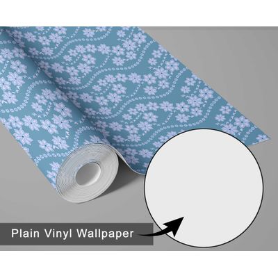 Papel de Parede Étnico Folha Paisley Azul Autoadesivo, Decoração DIY Fácil para Quarto Estilo Fazenda, Sala, Armários - S4Sassy 63,5 cm (L) × 609,6 cm (C) / Azul - Vinil Liso