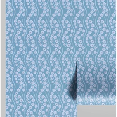 Papel de Parede Étnico Folha Paisley Azul Autoadesivo, Decoração DIY Fácil para Quarto Estilo Fazenda, Sala, Armários - S4Sassy 63,5 cm (L) × 609,6 cm (C) / Azul - Vinil Liso
