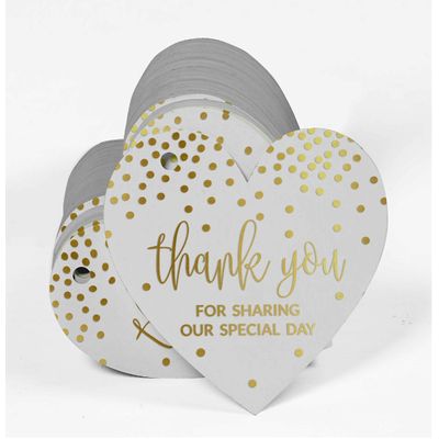 Obrigado por Dividir Nosso Dia Especial - Tag de Lembrança para Garrafa: Chá de Panela/Bebê/Aposentadoria/Casamento/Aniversário - Inkdotpot 50 Etiquetas Metalizadas / Branco - Dourado