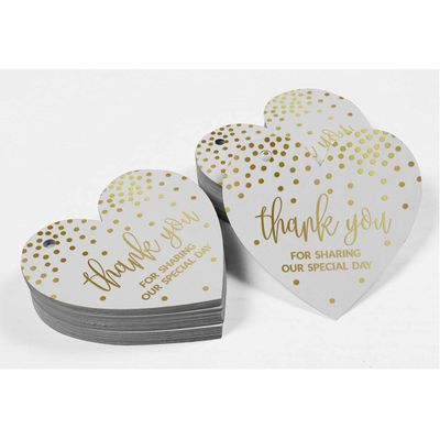 Obrigado por Dividir Nosso Dia Especial - Tag de Lembrança para Garrafa: Chá de Panela/Bebê/Aposentadoria/Casamento/Aniversário - Inkdotpot 50 Etiquetas Metalizadas / Branco - Dourado