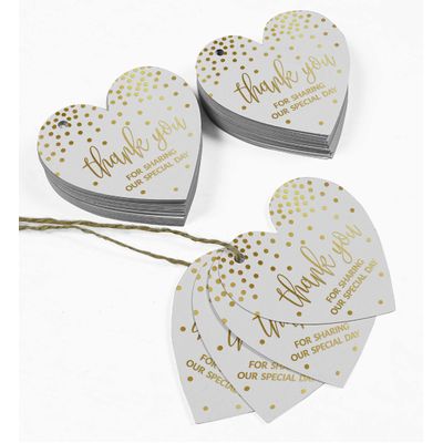 Obrigado por Dividir Nosso Dia Especial - Tag de Lembrança para Garrafa: Chá de Panela/Bebê/Aposentadoria/Casamento/Aniversário - Inkdotpot 50 Etiquetas Metalizadas / Branco - Dourado