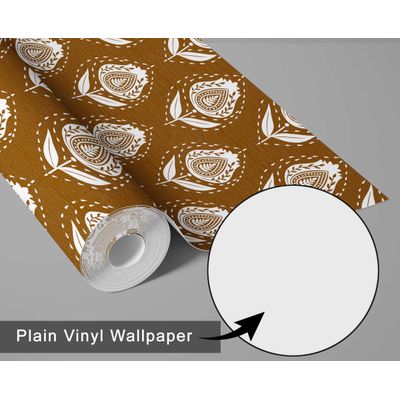 Papel de Parede Étnico Folha Paisley Estilo Asiático, Vinil Autoadesivo, Fácil Faça-Você-Mesmo para Quarto e Sala - Marrom - S4Sassy 63,5 cm (L) × 304,8 cm (C) / Marrom - Vinil Liso
