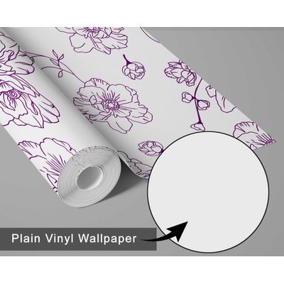 Contact Vinílico Impermeável Removível Inspirado na Natureza, Flores em Arte Linear Minimalista para Paredes, Armários, Cômoda - S4Sassy 63,5 cm (L) × 304,8 cm (C) / Roxo - Vinil Liso