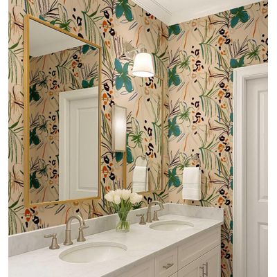 Papel de Parede Vinílico Autoadesivo Floral Tropical Impermeável - Bege, Removível, para Quartos, Espaços de Inquilinos e Armários - S4Sassy 63,5 cm (L) × 304,8 cm (C) / Bege - Vinil Liso
