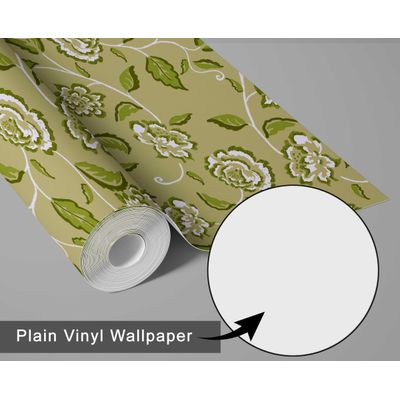 Vinil Autoadesivo Trepadeiras de Rosas Verde Impermeável Removível, Estilo Asiático, para Quartos/Sala/Locação/Armários - S4Sassy 63,5 cm (L) × 609,6 cm (C) / Verde - Vinil Liso
