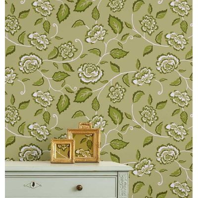 Vinil Autoadesivo Trepadeiras de Rosas Verde Impermeável Removível, Estilo Asiático, para Quartos/Sala/Locação/Armários - S4Sassy 63,5 cm (L) × 609,6 cm (C) / Verde - Vinil Liso