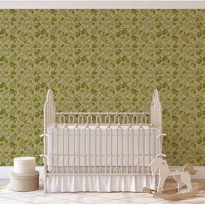 Vinil Autoadesivo Trepadeiras de Rosas Verde Impermeável Removível, Estilo Asiático, para Quartos/Sala/Locação/Armários - S4Sassy 63,5 cm (L) × 609,6 cm (C) / Verde - Vinil Liso