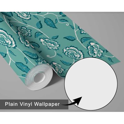 Vinil Autoadesivo Estampa Trepadeiras de Rosas, à Prova d'água, Removível, Estilo Asiático para Quartos, Sala, Armários - S4Sassy 63,5 cm (L) × 609,6 cm (C) / Verde - Vinil Liso