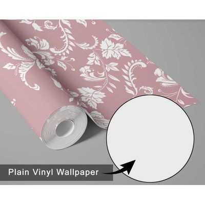 Papel Vinílico Autoadesivo Removível e Impermeável, Estampa Floral Aviário Estilo Giz, para Paredes, Armários e Cômoda, Rosa - S4Sassy 63,5 cm (L) × 304,8 cm (C) / Rosa - Vinil Liso