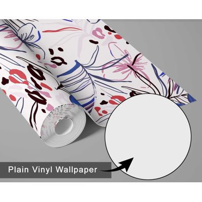 Papel de Parede Vinílico Autoadesivo Floral Tropical Branco À Prova D'Água Removível para Quartos, Imóveis Alugados e Armários - S4Sassy 63,5 cm (L) × 304,8 cm (C) / Branco - Vinil Liso