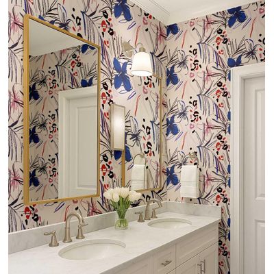 Papel de Parede Vinílico Autoadesivo Floral Tropical Branco À Prova D'Água Removível para Quartos, Imóveis Alugados e Armários - S4Sassy 63,5 cm (L) × 304,8 cm (C) / Branco - Vinil Liso