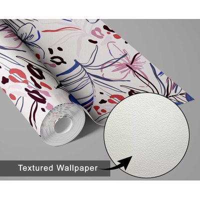 Papel de Parede Vinílico Autoadesivo Floral Tropical Branco À Prova D'Água Removível para Quartos, Imóveis Alugados e Armários - S4Sassy 63,5 cm (L) × 152,4 cm (C) / Branco - Vinil Texturizado