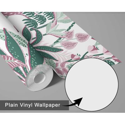 Revestimento de Parede Autoadesivo Removível Vinílico Estampa de Bananeira Tropical Verde para Banheiro, Lavanderia, Armário - S4Sassy 63,5 cm (L) × 609,6 cm (C) / Verde - Vinil Liso