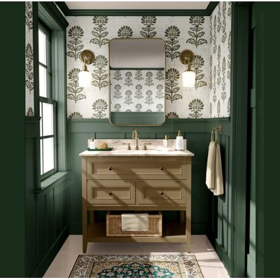 Vinil Autoadesivo Floral Étnico Verde Impermeável Removível Estilo Asiático para Quartos, Salas, Espaços de Locação e Armários - S4Sassy 63,5 cm (L) × 304,8 cm (C) / Verde - Vinil Liso
