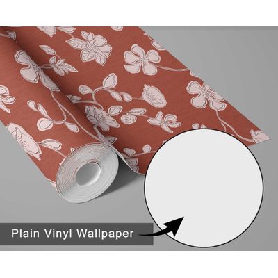 Papel de Parede Autoadesivo Removível Floral Estilo Esboço Marrom - Mural Instantâneo para Quarto, Banheiro, Lavanderia, Armário - S4Sassy 63,5 cm (L) × 304,8 cm (C) / Marrom - Vinil Liso