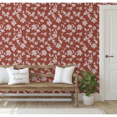 Papel de Parede Autoadesivo Removível Floral Estilo Esboço Marrom - Mural Instantâneo para Quarto, Banheiro, Lavanderia, Armário - S4Sassy 63,5 cm (L) × 304,8 cm (C) / Marrom - Vinil Liso