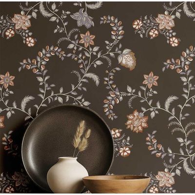 Vinil Autoadesivo para Parede, Floral Rústico de Videira, Cinza, Impermeável e Removível, Salas, Espaços Alugados e Armários - S4Sassy 63,5 cm (L) × 304,8 cm (C) / Cinza - Vinil Liso