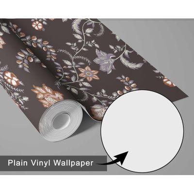 Vinil Autoadesivo para Parede, Floral Rústico de Videira, Cinza, Impermeável e Removível, Salas, Espaços Alugados e Armários - S4Sassy 63,5 cm (L) × 304,8 cm (C) / Cinza - Vinil Liso