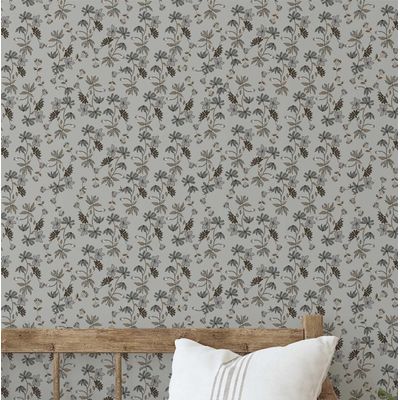 Rolo Vinílico Autoadesivo Removível, Tema Natureza, Impermeável, Estampa Floral em Bloco para Paredes, Armários e Cômoda, Cinza - S4sassy 63,5 cm (L) × 304,8 cm (C) / Cinza - Vinil Liso