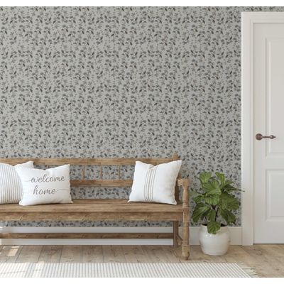 Rolo Vinílico Autoadesivo Removível, Tema Natureza, Impermeável, Estampa Floral em Bloco para Paredes, Armários e Cômoda, Cinza - S4sassy 63,5 cm (L) × 304,8 cm (C) / Cinza - Vinil Liso