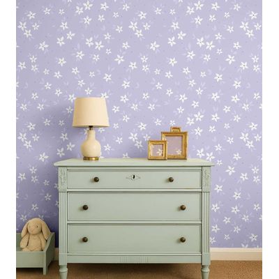 Papel de Parede Floral Roxo Autoadesivo em Vinil, Revestimento Fácil Faça Você Mesmo para Quarto Infantil e Sala de Brincar - S4Sassy 63,5 cm (L) × 914,4 cm (C) / Roxo - Vinil Liso