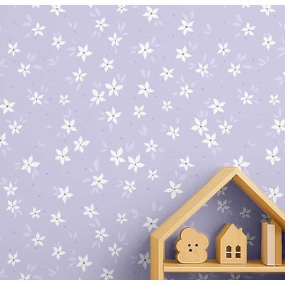 Papel de Parede Floral Roxo Autoadesivo em Vinil, Revestimento Fácil Faça Você Mesmo para Quarto Infantil e Sala de Brincar - S4Sassy 63,5 cm (L) × 914,4 cm (C) / Roxo - Vinil Liso