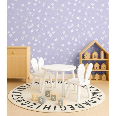 Papel de Parede Floral Roxo Autoadesivo em Vinil, Revestimento Fácil Faça Você Mesmo para Quarto Infantil e Sala de Brincar - S4Sassy 63,5 cm (L) × 914,4 cm (C) / Roxo - Vinil Liso
