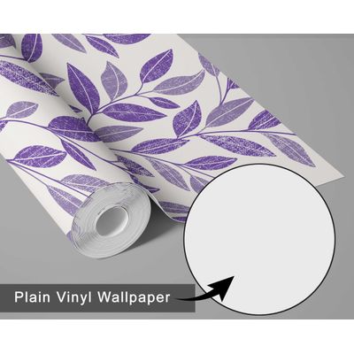 Papel de Parede Trilha de Folhas Roxas, Botânico Minimalista Autoadesivo Vinílico, Decoração Faça Você Mesmo para Quarto e Sala - S4Sassy 63,5 cm (L) × 304,8 cm (C) / Roxo - Vinil Liso