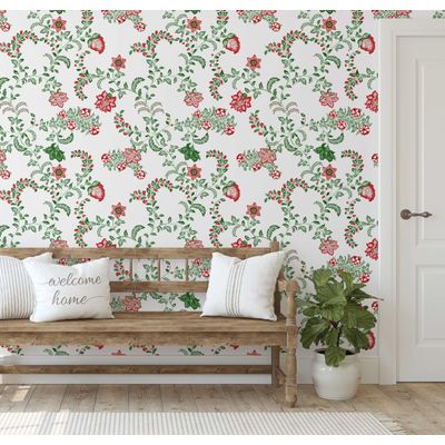 Papel de Parede Vinílico Autoadesivo, Estampa Floral de Videira Rústica, Impermeável, Removível, Para Salas, Locação e Armários - S4Sassy 63,5 cm (L) × 304,8 cm (C) / Branco - Vinil Liso