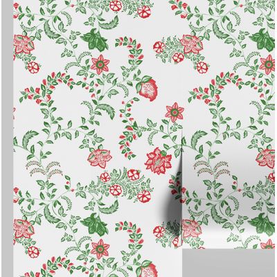 Papel de Parede Vinílico Autoadesivo, Estampa Floral de Videira Rústica, Impermeável, Removível, Para Salas, Locação e Armários - S4Sassy 63,5 cm (L) × 304,8 cm (C) / Branco - Vinil Liso