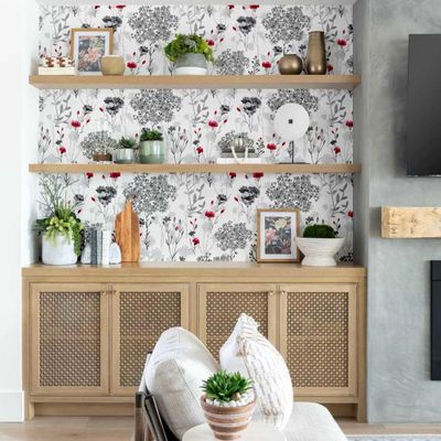 Papel Contact Removível À Prova d'Água com Estampa de Folhas Cinza para Paredes, Armários e Cômoda, Vinil Autoadesivo em Rolo - S4sassy 63,5 cm (L) × 609,6 cm (C) / Cinza - Vinil Liso