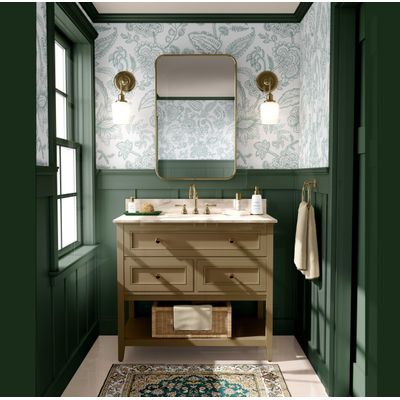 Papel de Parede Vinílico Autocolante Floral Esboçado Verde, Impermeável e Removível, Estilo Asiático para Quartos, Sala e Armários - S4Sassy 63,5 cm (L) × 914,4 cm (C) / Verde - Vinil Liso
