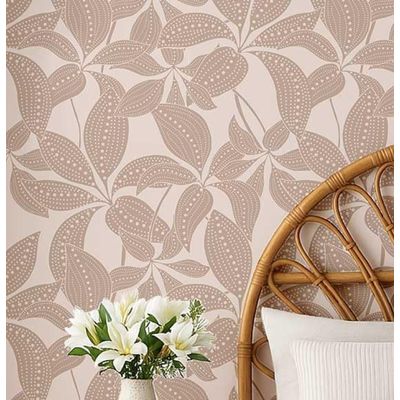 Papel de Parede Vinílico Autoadesivo Removível Estampa Folha Pontilhada Impermeável - Bege, Quartos, Locais Alugados e Armários - S4Sassy 63,5 cm (L) × 914,4 cm (C) / Bege - Vinil Liso