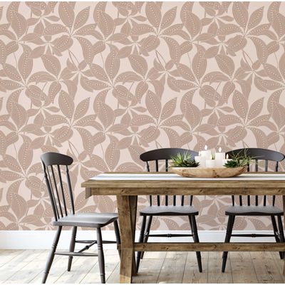 Papel de Parede Vinílico Autoadesivo Removível Estampa Folha Pontilhada Impermeável - Bege, Quartos, Locais Alugados e Armários - S4Sassy 63,5 cm (L) × 914,4 cm (C) / Bege - Vinil Liso