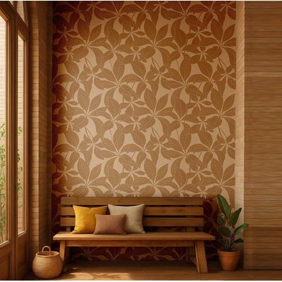 Papel de Parede Vinílico Autoadesivo Removível Estampa Folha Pontilhada Impermeável - Bege, Quartos, Locais Alugados e Armários - S4Sassy 63,5 cm (L) × 914,4 cm (C) / Bege - Vinil Liso