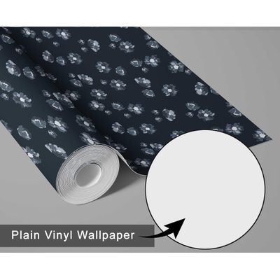 Papel Contact Vinílico Autoadesivo Removível Impermeável com Estampa Flores do Prado para Paredes, Armários e Cômoda - S4sassy 63,5 cm (L) × 304,8 cm (C) / Cinza - Vinil Liso