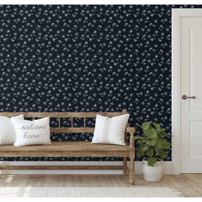 Papel Contact Vinílico Autoadesivo Removível Impermeável com Estampa Flores do Prado para Paredes, Armários e Cômoda - S4sassy 63,5 cm (L) × 304,8 cm (C) / Cinza - Vinil Liso