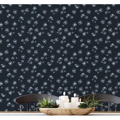 Papel Contact Vinílico Autoadesivo Removível Impermeável com Estampa Flores do Prado para Paredes, Armários e Cômoda - S4sassy 63,5 cm (L) × 304,8 cm (C) / Cinza - Vinil Liso