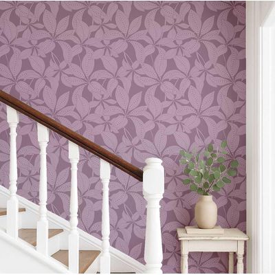 Papel Vinílico Autoadesivo Impermeável Folha Pontilhada Roxo, Removível para Decoração de Quartos, Espaços Alugados e Armários - S4Sassy 63,5 cm (L) × 914,4 cm (C) / Roxo - Vinil Liso